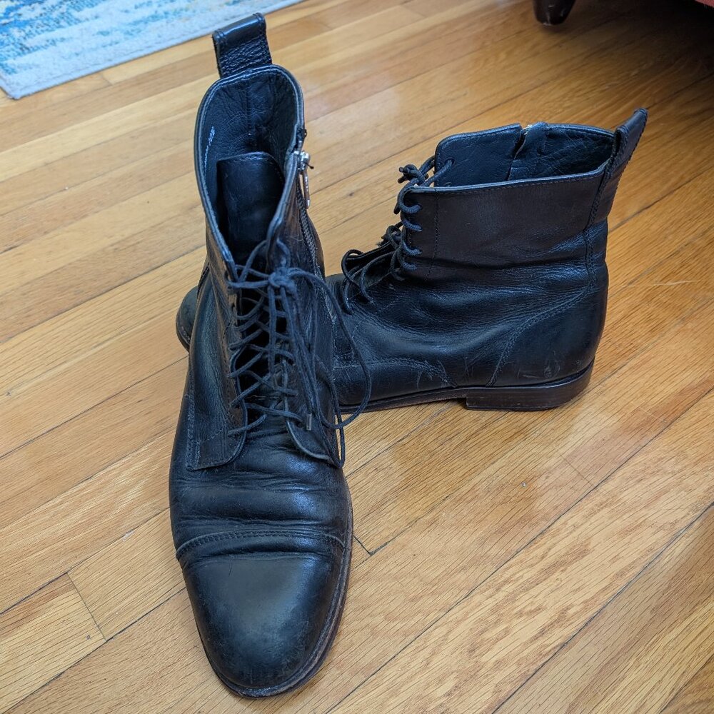 J. Lindeberg Black Leather Boots Men US 10.5